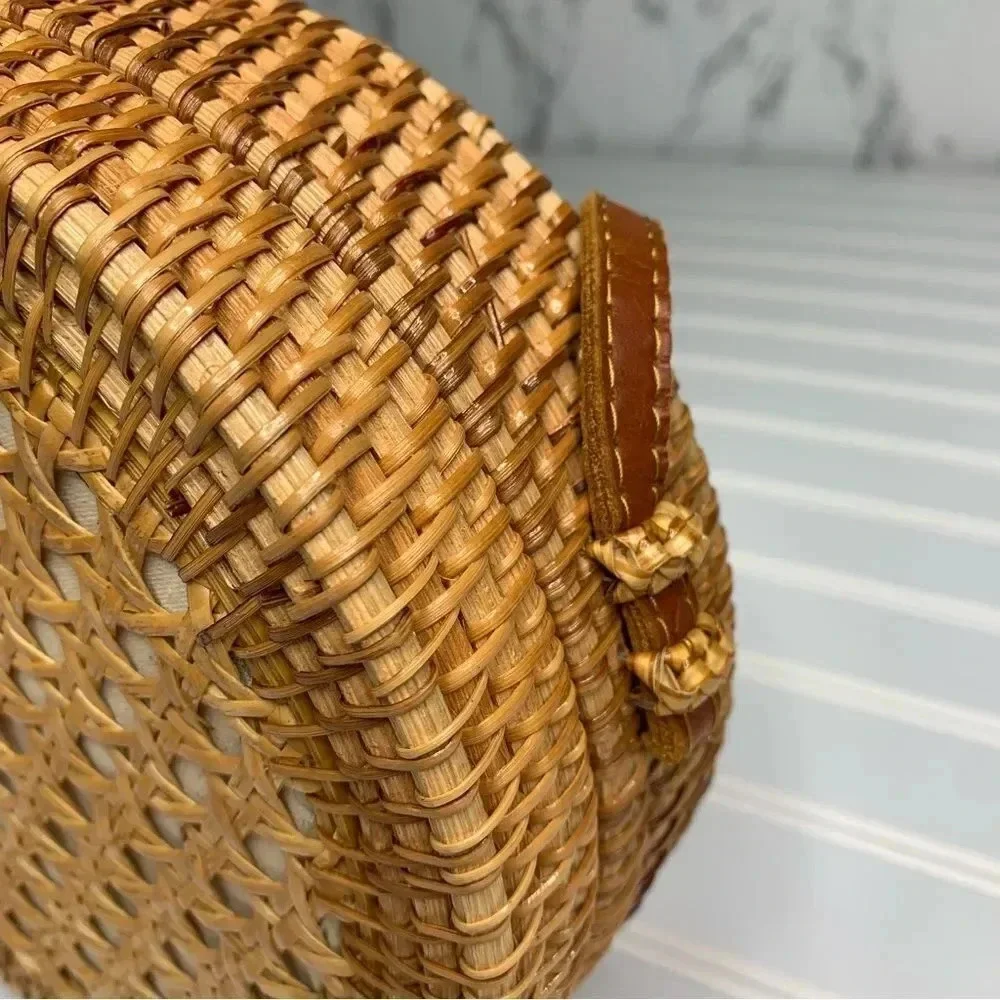 Bali Circle Crossbody Bag Wicker Boho Purse